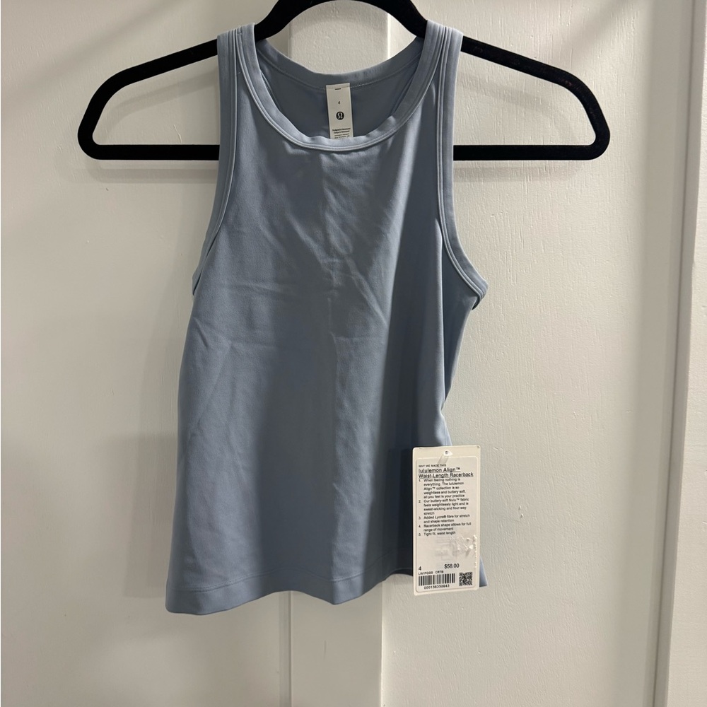 Lululemon Align Waist-Length Racerback Tank Size 4 NWT Blue